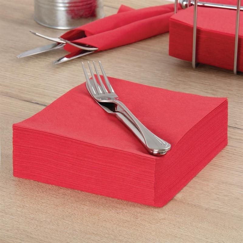 Lot de 1500 serviettes en papier professionnelles rouges - 330 x 330 mm - Certification FSC_0