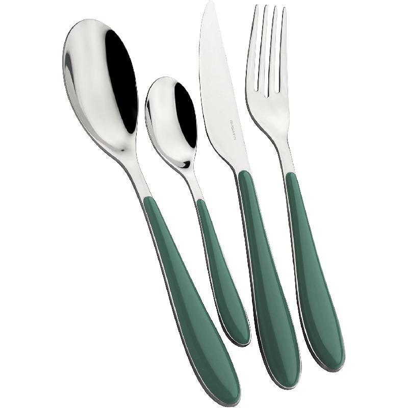 MÉNAGÈRE 24 PIÈCES ACIER INOXYDABLE 18/10 - MANCHE VERT CÉLADON ABS - BUGATTI - GIOIA