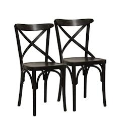 METRO PROFESSIONAL Chaise de restaurant Cross, set de 2, bois de hêtre, wengé - marron Bois massif 4337182213130_0