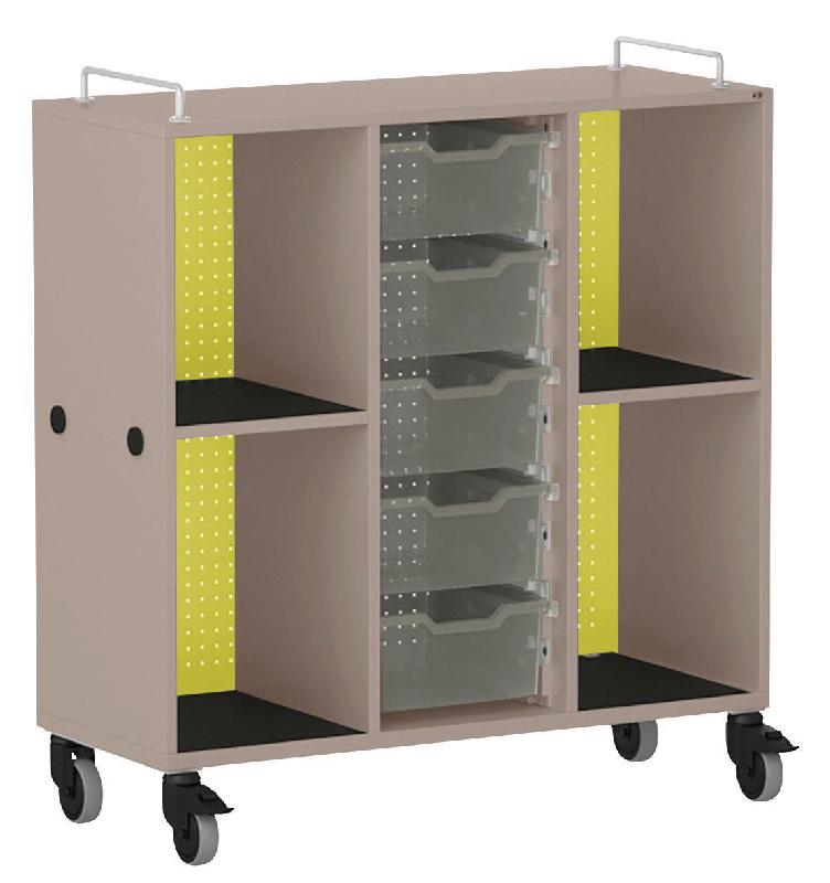 MEUBLE BAS SHIFT+ LANDSCAPE MÉLA POUR CARTABLES 4 CASES GRIS TERRE - VERT CLAIR - MANUTAN COLLECTIVITÉS