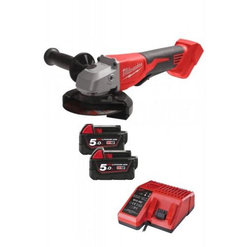 MEULEUSE D'ANGLE SANS FIL 18V 125 MM - M18 BLSAG125XPD-0 + PACK CHARGEUR + 2 BATTERIES 18 V - NRJ MILWAUKEE