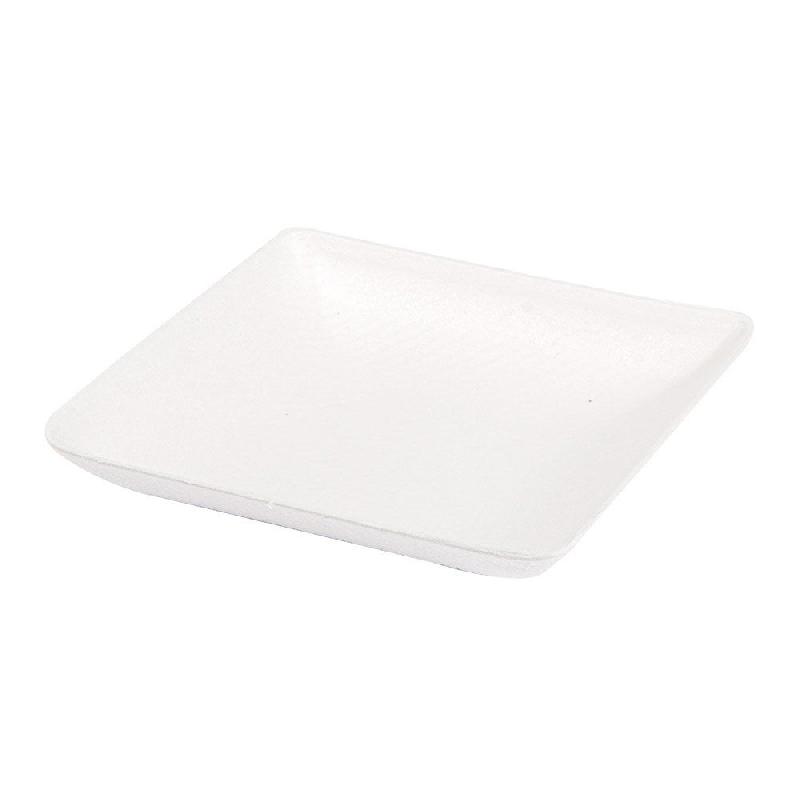 Mini assiette carrée en bagasse blanche 6,5x6,5x1,2cm par 1000_0