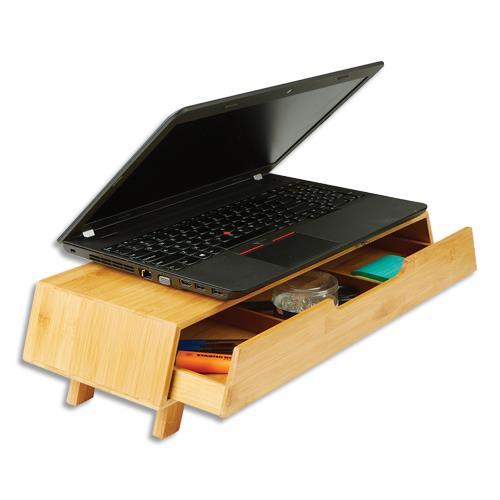 ORGANISEUR DE BUREAU ET SUPPORT ECRAN CEP SILVA - 100% BAMBOU NATUREL - 1 TIROIR - DIM (LXHXP) : 53X12X20 CM