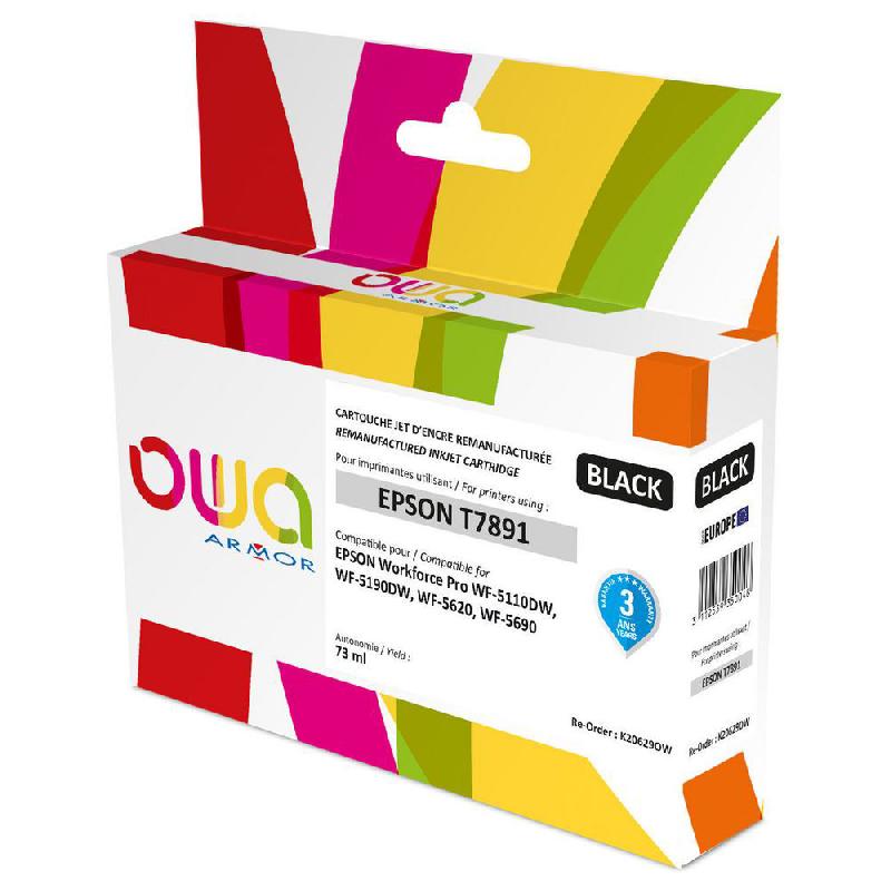 OWA CARTOUCHE D'ENCRE REMANUFACTURÉE, COMPATIBLE POUR EPSON T7891XXL, TRÈS GANDE CAPACITÉ - NOIR