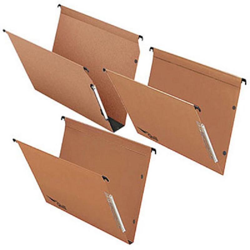 PACK DE 100 DOSSIERS SUSPENDUS POUR ARMOIRES - A BOUTONS-PRESSION - KRAFT 240G - ASSORTIS