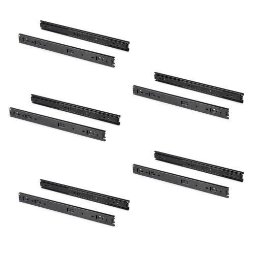 PAIRE DE COULISSES À BILLES - 45 X 300 MM - SORTIE TOTALE - NOIR - 5 PAIRES EMUCA