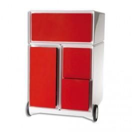 PAPERFLOW EASYBOX CAISSON 1T HORIZONTAL ET 2T VIDE POCHES + 1T DS ABS BRILLANT ROUGE -L39XH64,2XP43,6CM