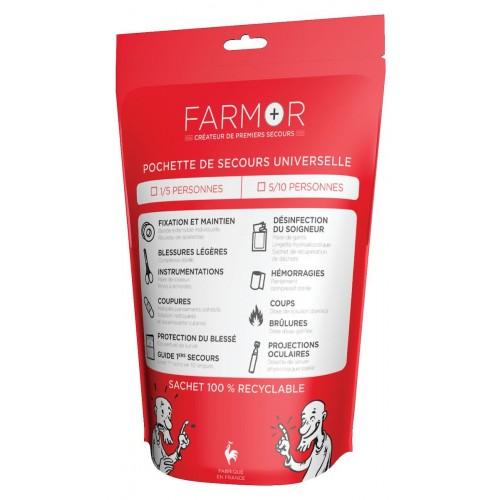 POCHETTE DE SECOURS UNIVERSELLE 1/5 PERSONNES - KIT + LIVRET DE SOINS FARMOR