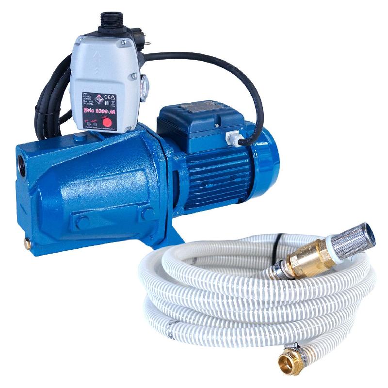 Pompe auto-amorçante série JET 230V 0.75kW / 1CV - 3m câble + kit aspiration 7m Ø25mm + Presscontrol_0