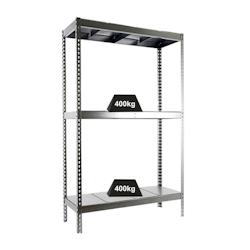 PROREGAL Étagère pour charges lourdes BIG METAL YETI THREE | HxLxP 200x120x60cm | Charge du compartiment 400kg | Galvanisé - gris métal PR_RS22-05_0