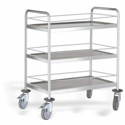 PUJADAS Chariot de Service 3 Plateaux avec Galerie L 880 mm Inox P80.941 - 8421661809412_0