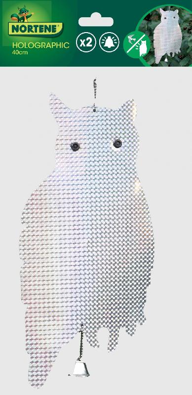 Répulsif holographique anti-oiseaux NORTENE - hiboux en PVC avec effet sonore et visuel_0