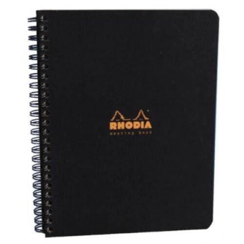 RHODIA Lot de 5 Meeting Book Classic noir 16x21, 160p./80 feuilles microperforées 80 g/m² reliure intégrale, pré-imprimé - 3037921934197_0