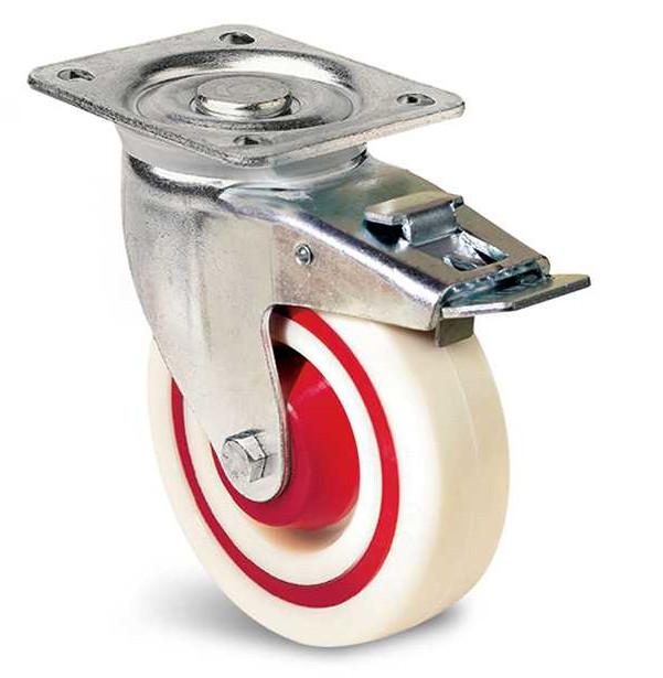 Roulette saturne grise en tôle d’acier emboutie zinguée de forte épaisseur 125mm pivotante à frein - GUITEL HERVIEU – 74966 - 867376_0