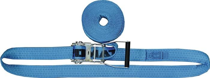 Sangle d'arrimage DIN EN 12195-2 - longueur 5 m - largeur 50 mm - avec rochet LC U 4000 daN - PROMAT_0