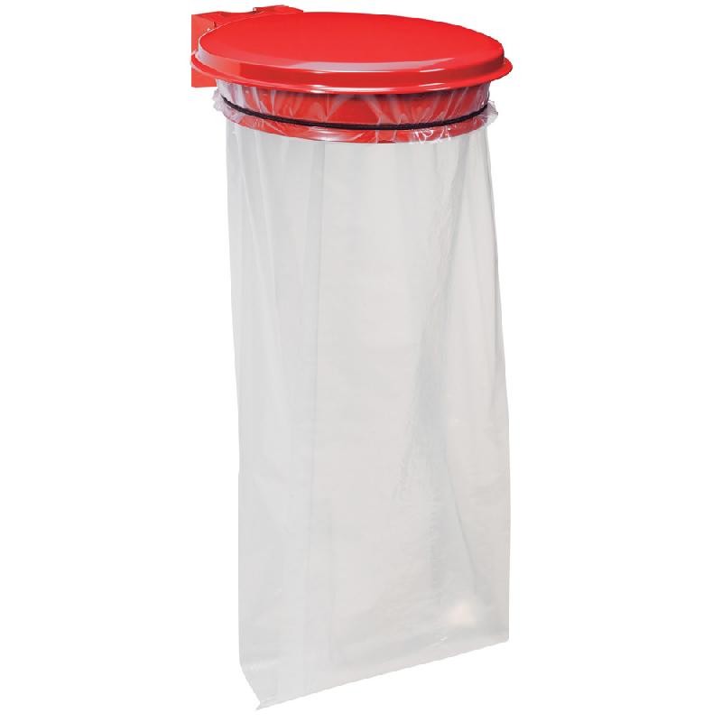 Support sac poubelle mural Rossignol Collecmur Essentiel rouge avec couvercle 110 L_0