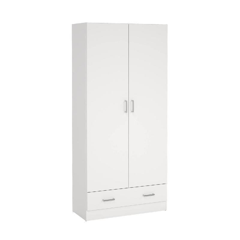 WellHome - Armoire de Chambre en Bois avec 2 Portes et 1 Tiroir en coloris Blanc 80 x 36 x 171 cm - Duero White - blanc multi-matériau WH16205_0