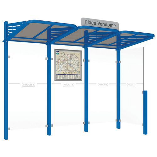 ABRI BUS CONVIVIALE 3 M BARDAGE LATÉRAL DROIT BLEU 5010 - PROCITY