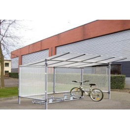 Abri vélo semi-ouvert / structure en acier / bardage en polycarbonate alvéolaire / pour 5 vélos_0