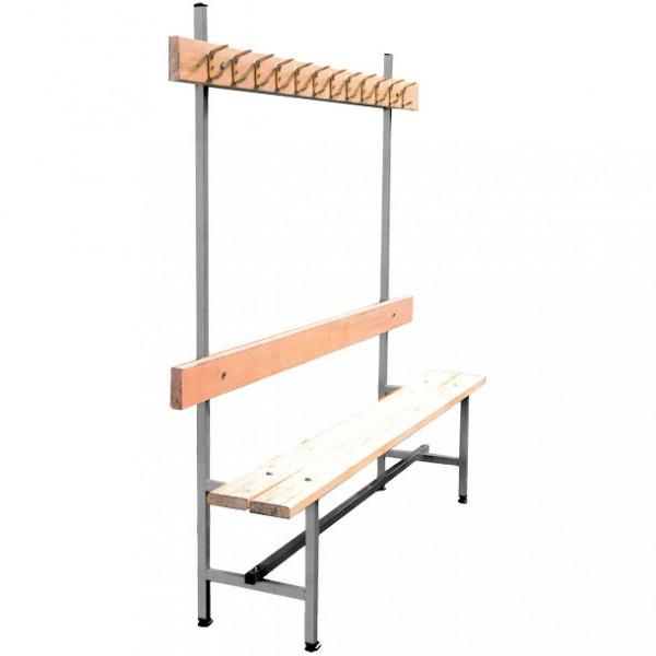 Banc vestiaire sport - 12 patères - 1000mm - Epoxy gris - Fixation sol ou mur - Rolléco_0