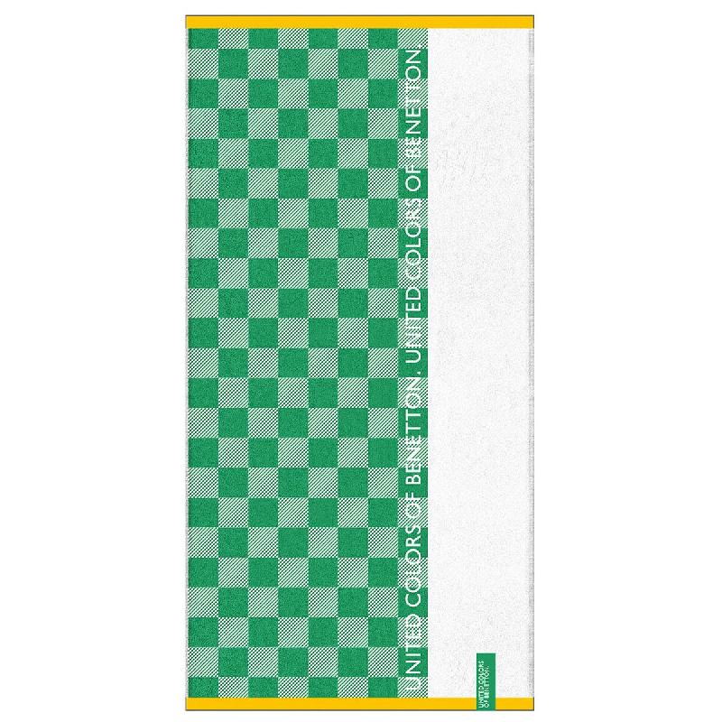 Benetton - Serviette de bain 70x140cm 100% coton 450GSM à carreaux verts - vert BE148_0