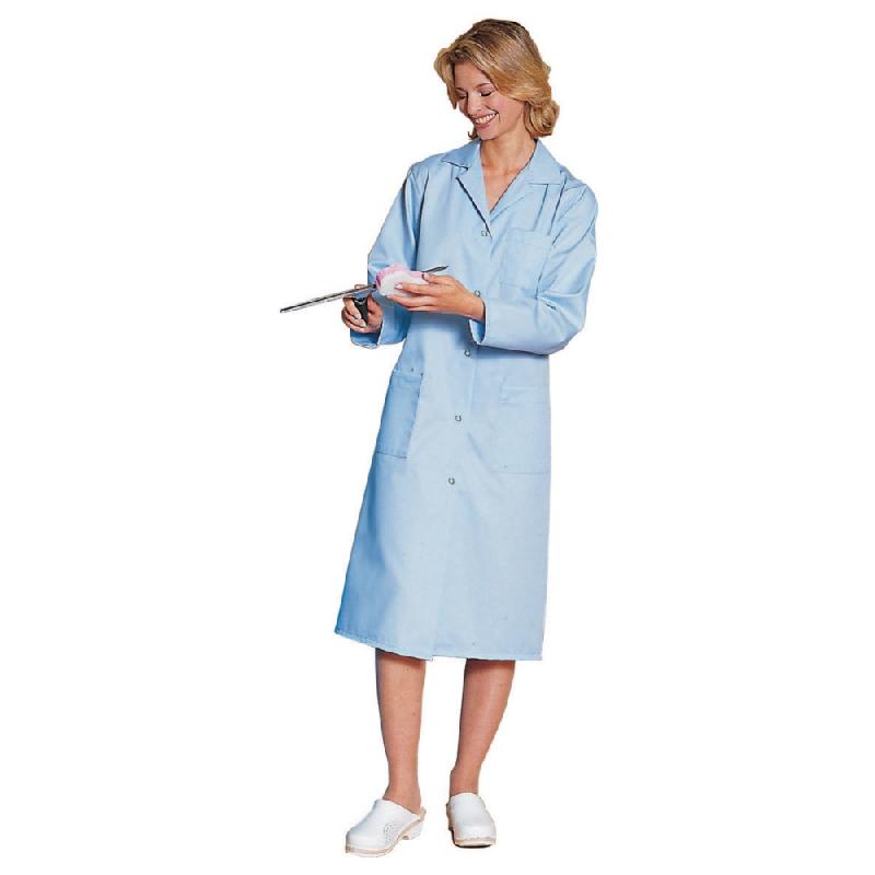 BLOUSE PROFESSIONNELLE BLEU CIEL 100% COTON MANCHES LONGUES, TAILLE 52/54