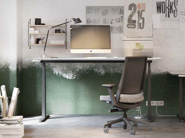 Bureau individuel avec réglage en hauteur électrique de 65 à 125 cm_0