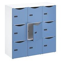 Casier de bureau Lockers 9 cases - Corps blanc, portes bleu argile - H 132,9 cm_0