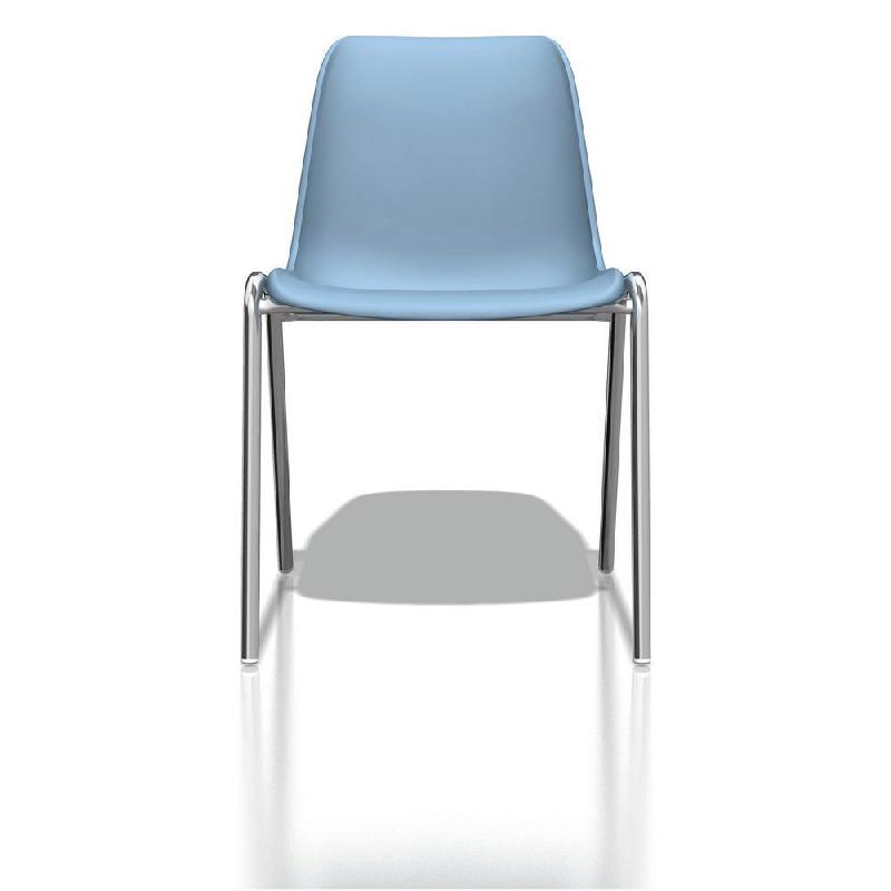 CHAISE COLLECTIVITE COQUE UNIVERSELLE - POLYPROPYLENE - BLEU CLAIR - PIEDS METAL CHROME - LOT DE 6