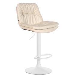 CLP Tabouret de bar Laurel similicuir Crème/Métal blanc mat - beige polyester 323924_0