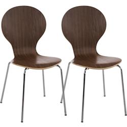 Décoshop26 - Lot de 2 chaises de cuisine salle à manger empilables dossier arrondi en bois noyer et métal chromé 10_0003092 - 3000251390872_0