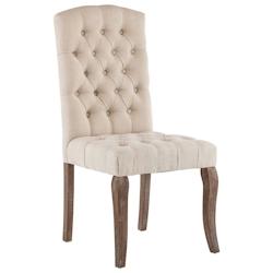 Décoshop26 - Set de 2 chaises de salle à manger design rustique en tissu beige capitonné pieds en bois DEC025473 - beige 3000255268276_0