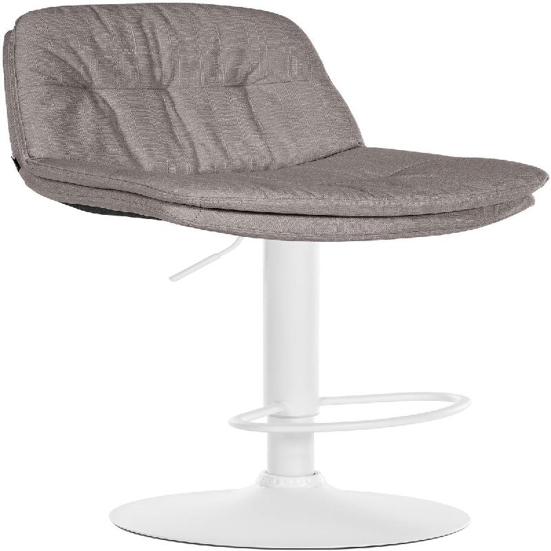 Décoshop26 - Tabouret chaise haute x1 pour cuisine et bar à assise moelleuse en tissu gris cadre en métal blanc 10_0005684 - blanc métal 3000265155993_0
