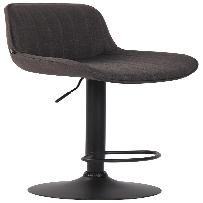 Décoshop26 - Tabouret de bar chaise haute x1 en tissu gris foncé coutures verticales support en métal noir 10_0000564 - gris métal 3000761769601_0