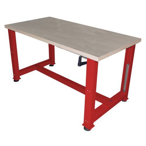 ETABLI À MANIVELLE MULTIPLIS 1200 X 750 X HT 740/1040 CM ROUGE 3002 - ANJOU TOLERIE