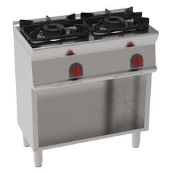 EURAST - Fourneau à gaz 2 brûleurs sur support ouvert - 800x450x900 mm - 14,4 Kw - 33890317 - inox 33890317_0
