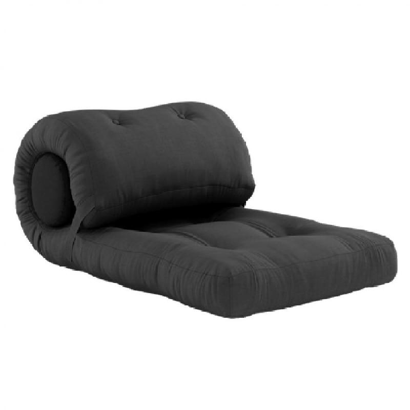 Fauteuil futon convertible WRAP - design japonais et scandinave - gris foncé 70x200 cm_0