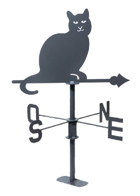 Girouette chat anthracite - 45x74cm - acier époxy_0