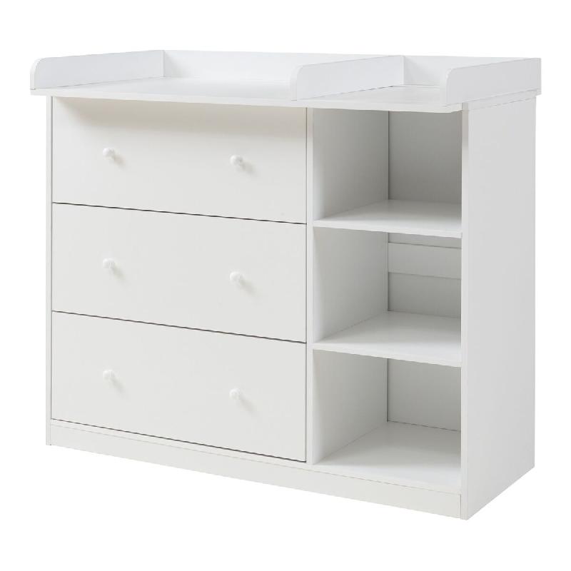 Helloshop26 - Commode meuble de rangement pratique entrée salon chambre à langer avec plan à langer MDF blanc 03_0009321 - 3000224626366_0