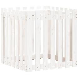 Helloshop26 - Jardinière bac lit surélevé plantes fleurs terrasse jardin avec design de clôture 70 x 70 x 70 cm pin massif blanc 02_0038114 - 3000_0