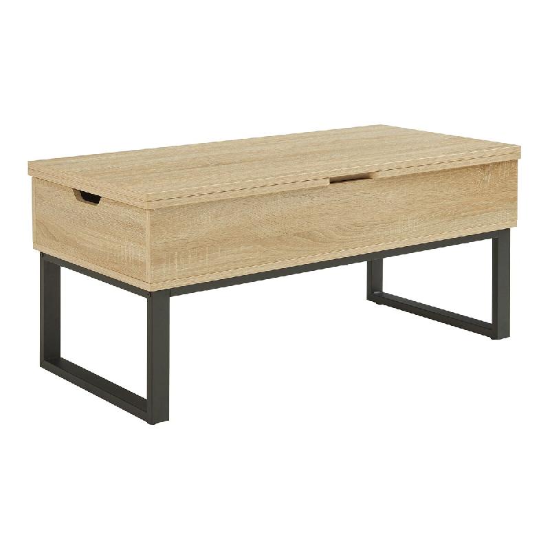 Helloshop26 - Table basse console d'appoint avec surface relevable et rabattable effet chêne 03_0010838 - 3000225436483_0