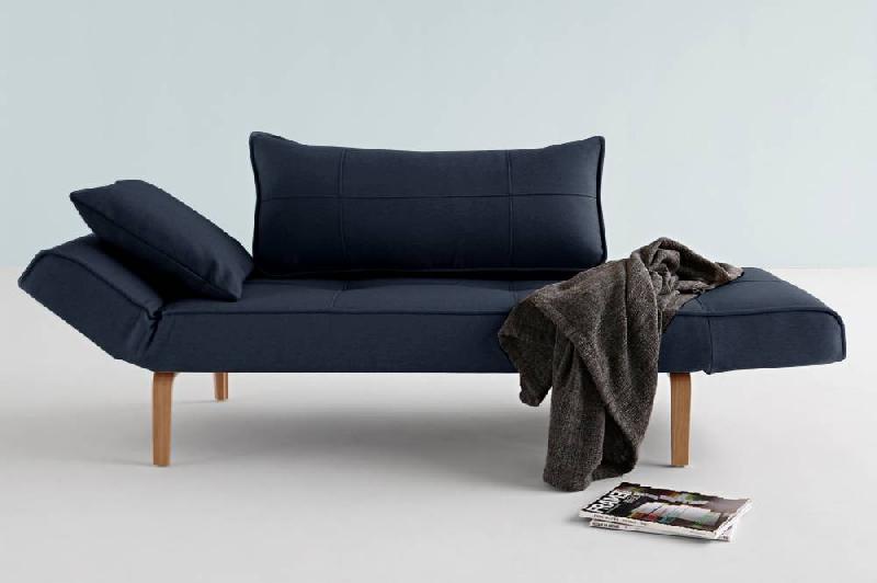 Canapé design convertible Zeal Bow - Innovation Living - Méridienne et lit 200x70 cm - Tissu Nist Blue_0