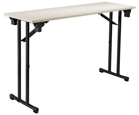 TABLE PLIANTE IDEAL PIÈTEMENT DROIT 120X40 CM CHANTS ANTICHOC SERINGA/NOIR - MANUTAN COLLECTIVITÉS