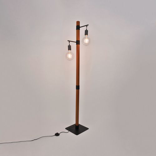 LAMPADAIRE 2 LUMIÈRES BASE CARRÉE EN MÉTAL ET BOIS AALTO CHÊNE - COREP