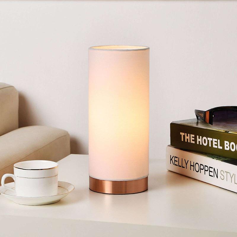 LINDBY LAMPE À POSER BLANCHE RONJA À PIED COULEUR CUIVRE