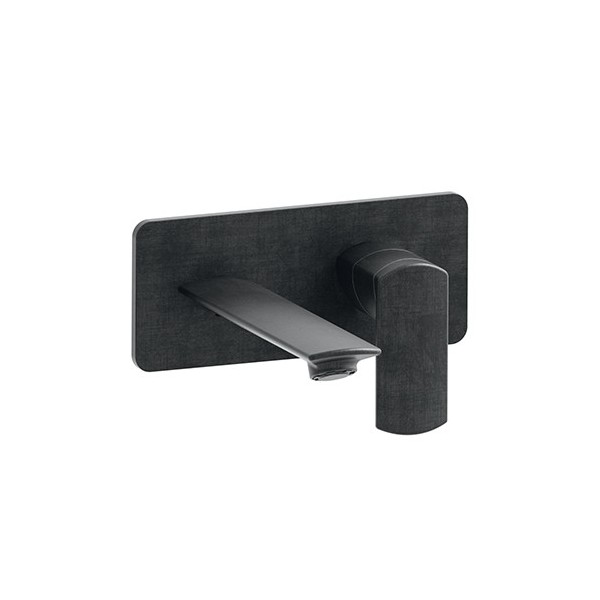 LAVABO MURAL PROFILO AVEC PLAQUE DROIT BEC 22.5 CHROME NOIR BROSSE ROBINETTERIE PROFILO - CRISTINA ONDYNA PF25875
