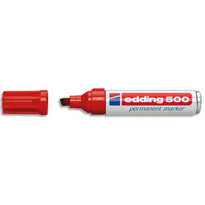 MARQUEUR EDDING 500 PERMANENT- CORPS ALUMINIUM- POINTE BISEAUTEE - COLORIS ROUGE