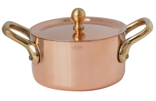 Mini faitout avec couvercle en inox et cuivre De Buyer 10 cm - Monture laiton - Tous feux sauf induction_0