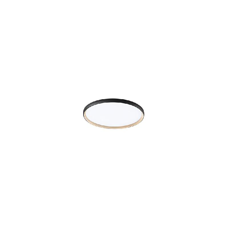 Plafonnier LED circulaire 40 W en métal noir mat et or mat, intensité variable (3000 K - 4000 K - 6000 K), diffuseur en acrylique satiné - Perenz -_0