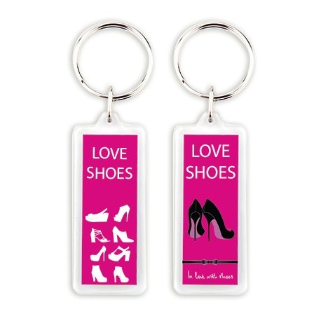 Porte-clés acrylique personnalisé rectangle - plastique transparent recto-verso - 62x25 mm_0